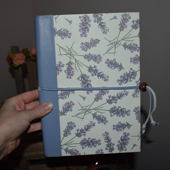 Vintage Rossi Made In Italy Lavender Flowers Periwinkle Hardcover Journal Book - Picture 2 of 16